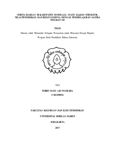 Top PDF CERITA RAKYAT KABUPATEN BOYOLALI: Transkripsi dan 