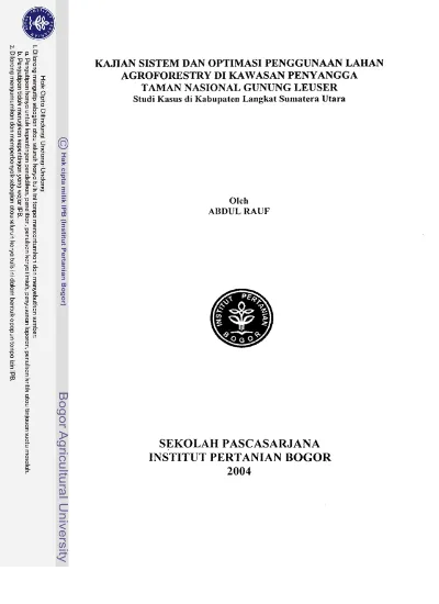 Kajian Sistem Dan Optimasi Penggunaan Lahan Agroforestry Di Kawasan ...