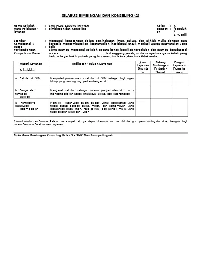 Top Pdf Perangkat Administrasi Bimbingan Konseling Bk Sma Bk Silabus X 123dok Com