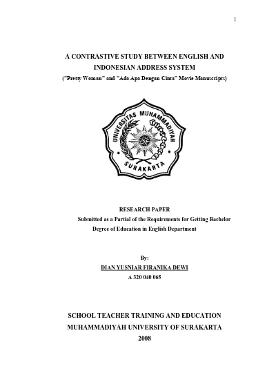 Top Pdf A Contrastive Study Between English And Indonesian Address System Pretty Woman And Ada Apa Dengan Cinta Movie Manuscripts 123dok Com