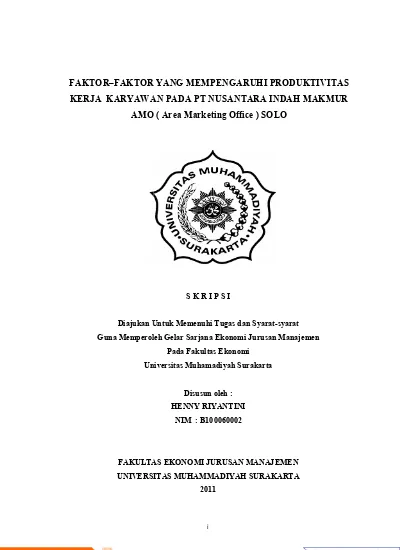 FAKTOR–FAKTOR YANG MEMPENGARUHI PRODUKTIVITASKERJA KARYAWAN PADA PT ...