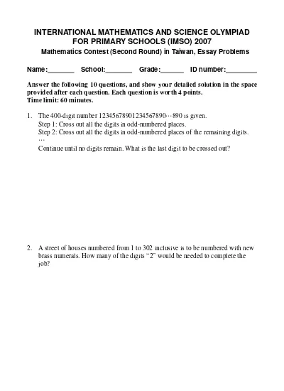 2007IMSO math-Essay 