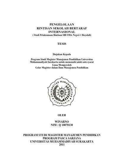 PENGELOLAAN RINTISAN SEKOLAH BERTARAF PENGELOLAAN RINTISAN SEKOLAH ...