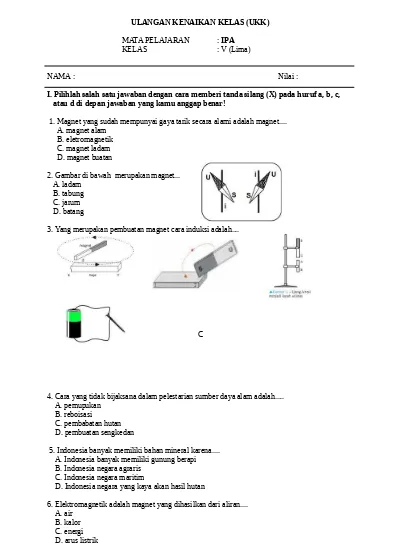 Soal Ukk Ipa Kelas 5