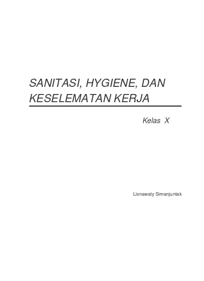 Kelas 10 Smk Sanitasi Hygiene Dan Keselamatan Kerja