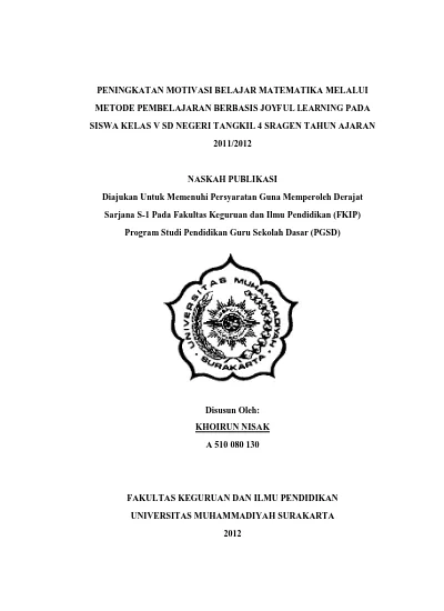 PENINGKATAN MOTIVASI BELAJAR MATEMATIKA MELALUI METODE PEMBELAJARAN ...