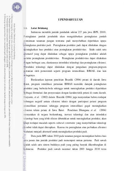 Analisis Efisiensi Teknis Dan Pendapatan Usahatani Padi Sawah ...