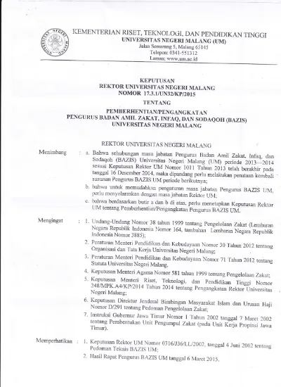 17.3.1 UN32 KP 2015 PEMBERHENTIAN DAN PENGANGKATAN PENGURUS BADAN AMIL ...