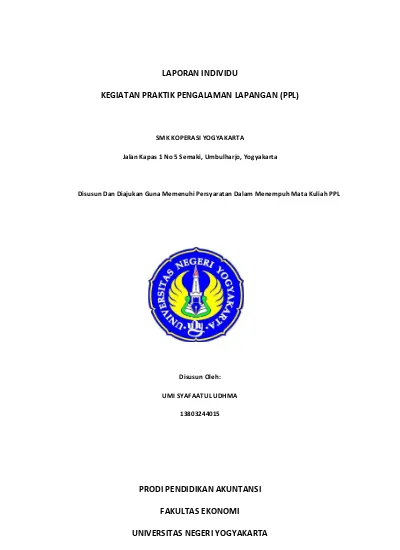 LAPORAN INDIVIDU PRAKTIK PENGALAMAN LAPANGAN (PPL UNY 2016) Periode 15 ...