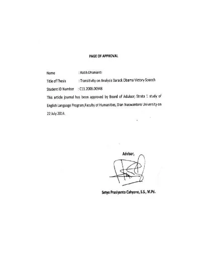 Transitivity Analysis On Barack Obama Victory Speech