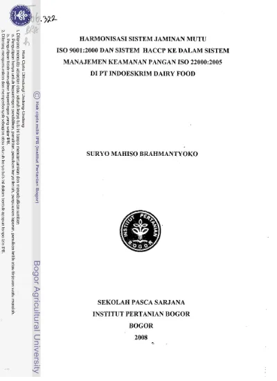 Kajian Sistem Manajemen Keamanan Pangan Berbasis Iso 22000 Di Pt Nestle Indonesia Kejayan Factory