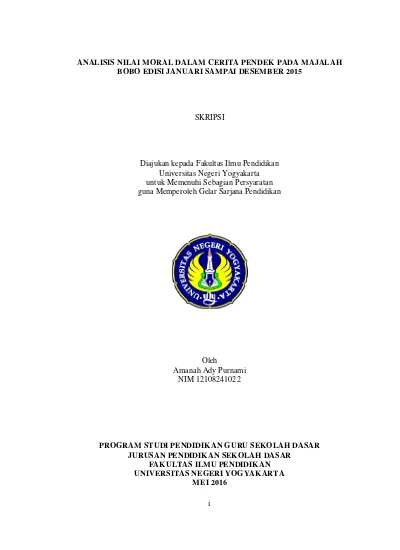 Pesan Moral Dalam Cerita Pada Rubrik Wacan Bocah Majalah Djaka Lodang