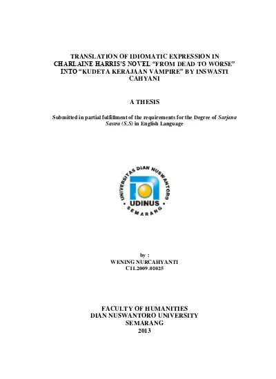 Strategies In Translating Idiomatic Expressions Of Phrasal Verb In Terence Blackera S Bilingual Novel A œms Wiz Goes Livea Into A œms Wiz Jadi Bintang Televisi By Mala Suhendra