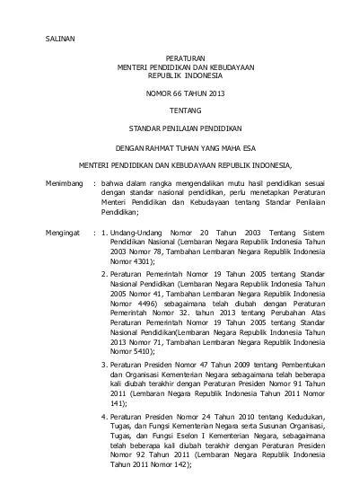 PERATURAN MENTERI PENDIDIKAN DAN KEBUDAYAAN REPUBLIK INDONESIA (Revisi ...