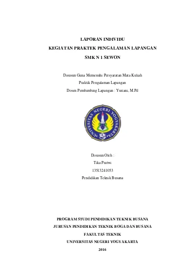 LAPORAN INDIVIDU KEGIATAN PRAKTEK PENGALAMAN LAPANGAN.