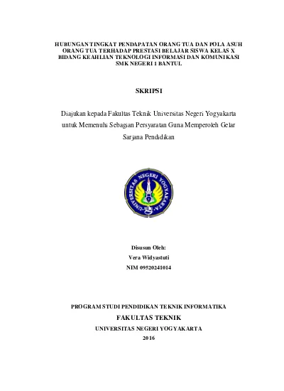 HUBUNGAN TINGKAT PENDAPATAN ORANG TUA DAN POLA ASUH ORANG TUA TERHADAP ...