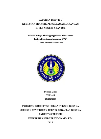 LAPORAN INDIVIDU KEGIATAN PRAKTIK PENGALAMAN LAPANGAN DI SLB NEGERI 2 ...