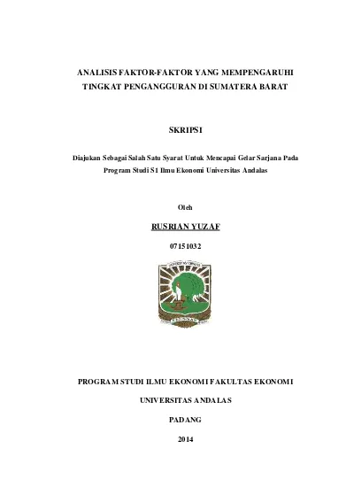 Top Pdf Analisis Faktor Faktor Yang Mempengaruhi Tingkat Pengangguran Di Sumatera Barat 123dok Com