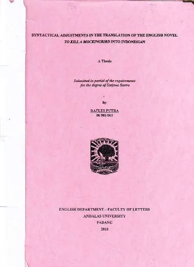 Translation Techniques Between The Translation Of English Novel Coco Simon S Cupcake Diaries 2 Mia In The Mix Into Bahasa Indonesia And The Translation Of Indonesian Novel Andrea Hirata S Laskar Pelangi Into English