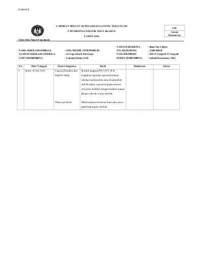 LAPORAN INDIVIDU PRAKTIK PENGALAMAN LAPANGAN.