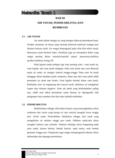 Top Pdf Aliran Air Dalam Tanah Permeabilitas Dan Rembesan 123dok Com