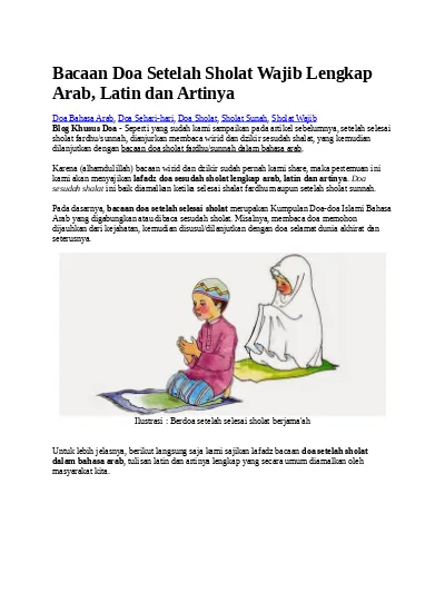 Bacaan Doa Setelah Sholat Wajib Lengkap Arab Latin Dan Artinya