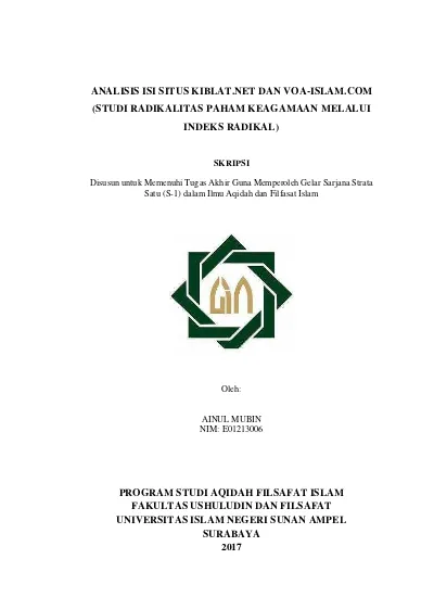 Top Pdf Pemahaman Keagamaan Kelompok Islam Radikal Terhadap Pengembangan Multikulturalisme 123dok Com