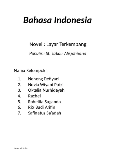 Bahasa Indonesia Novel Layar Terkembang