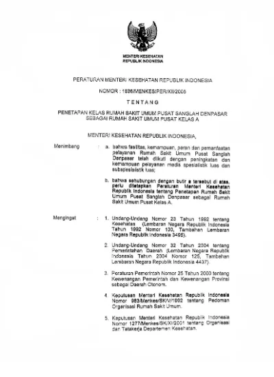 Peraturan Menteri Kesehatan RI Nomor 1636/MENKES/PER/XII/2005 Tentang ...