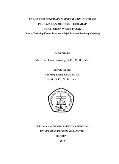 Pengaruh Penerapan Sistem Administrasi Perpajakan Modern Terhadap ...