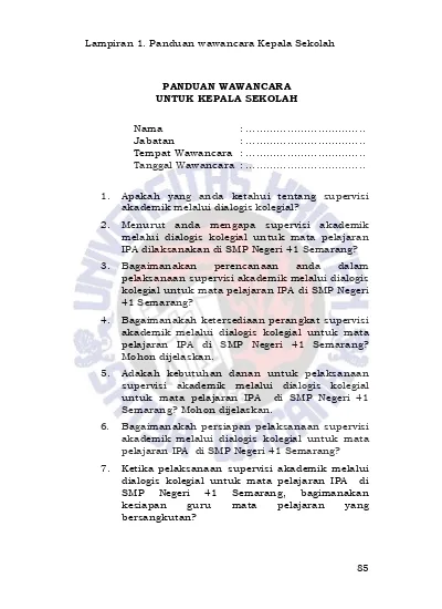 Institutional Repository | Satya Wacana Christian University: Supervisi Akademik Melalui Dialogis Kolegial Pembelajaran IPA (Studi Kasus di SMP Negeri 41 Semarang)