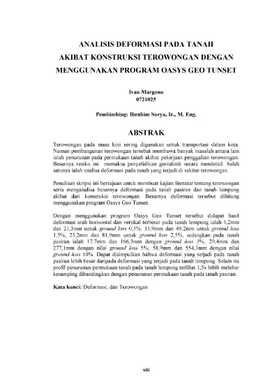 Analisis Deformasi Pada Tanah Akibat Konstruksi Terowongan Dengan ...