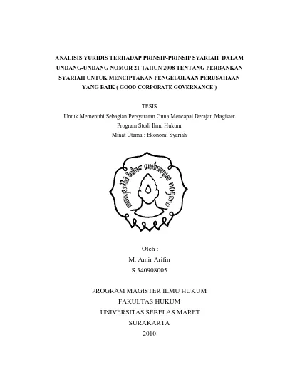 ANALISIS YURIDIS TERHADAP PRINSIP PRINSIP SYARIAH DALAM UNDANG UNDANG ...