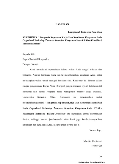 Pengaruh Kepuasan Kerja Dan Komitmen Karyawan Pada Organisasi Terhadap Turnover Intention Karyawan Pada Pt Biro Klasifikasi