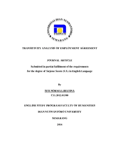 Analysis Transitivity Dalam Kontrak Kerja Udinus Repository