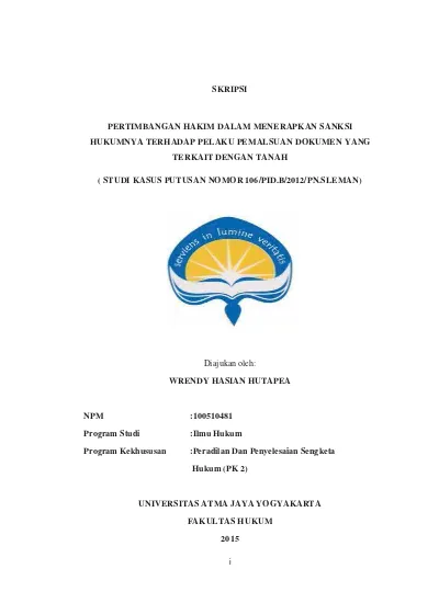 SKRIPSI PERTIMBANGAN HAKIM DALAM MENERAPKAN SANKSI HUKUMNYA TERHADAP ...