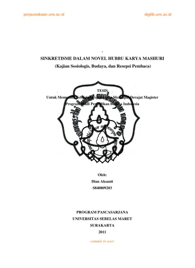 Sinkretisme Dalam Novel Hubbu Karya Mashuri Kajian Sosiologis Budaya Dan Resepsi Pembaca