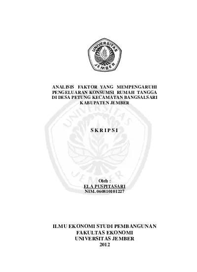 Analisis Faktor Yang Mempengaruhi Pengeluaran Konsumsi Rumah Tangga Di Desa Petung Kecamatan Bangsalsari Kabupaten Jember