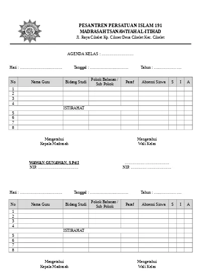 Daftar Inventaris Kelas Format Terbaru