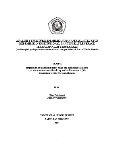 Top PDF ANALISIS STRUKTUR KEPEMILIKAN MANAJERIAL, STRUKTUR KEPEMILIKAN ...