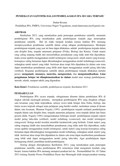 Top Pdf Semnas Unes 2014 Pendekatan Saintifik Dalam Pembelajaran Ipa Secara Terpadu 123dok Com