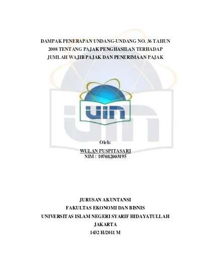 Dampak Penerapan Undang-undang No.36 Tahun 2008 Tantang Pajak ...