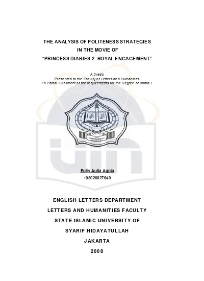 Tha analysis of politenss strategies in the movie of princess diaries, royal engagement