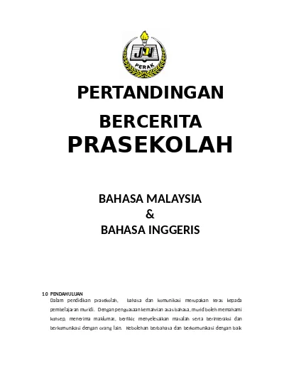 Prasekolah Daerah Batang Padang Acara Dan Syarat Syarat Pertandingan Bijak Prasekolah Negeri Perak 2015