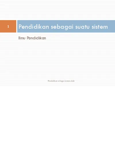 Pendidikan Sebagai Sistem