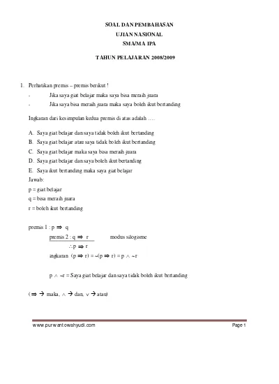 Soal Soal Dan Pembahasan Un Matematika Sma Ipa 2006