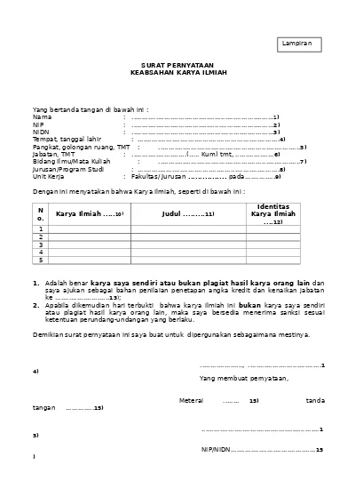 Surat Pernyataan Keabsahan Karya Ilmiah