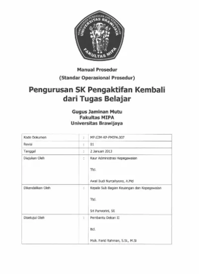 Pengajuan Sk Pengaktifan Kembali Dari Tugas Belajar