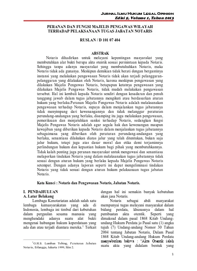 Peranan Dan Fungsi Majelis Pengawas Wilayah Terhadap Pelaksanaan Tugas Jabatan Notaris Ruslan Legal Opinion 5640 18582 2 Pb