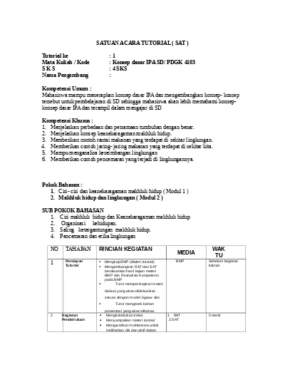 Rat Sat Tutorial Pendas S1 Pgsd Sat 2 Pdgk 4103